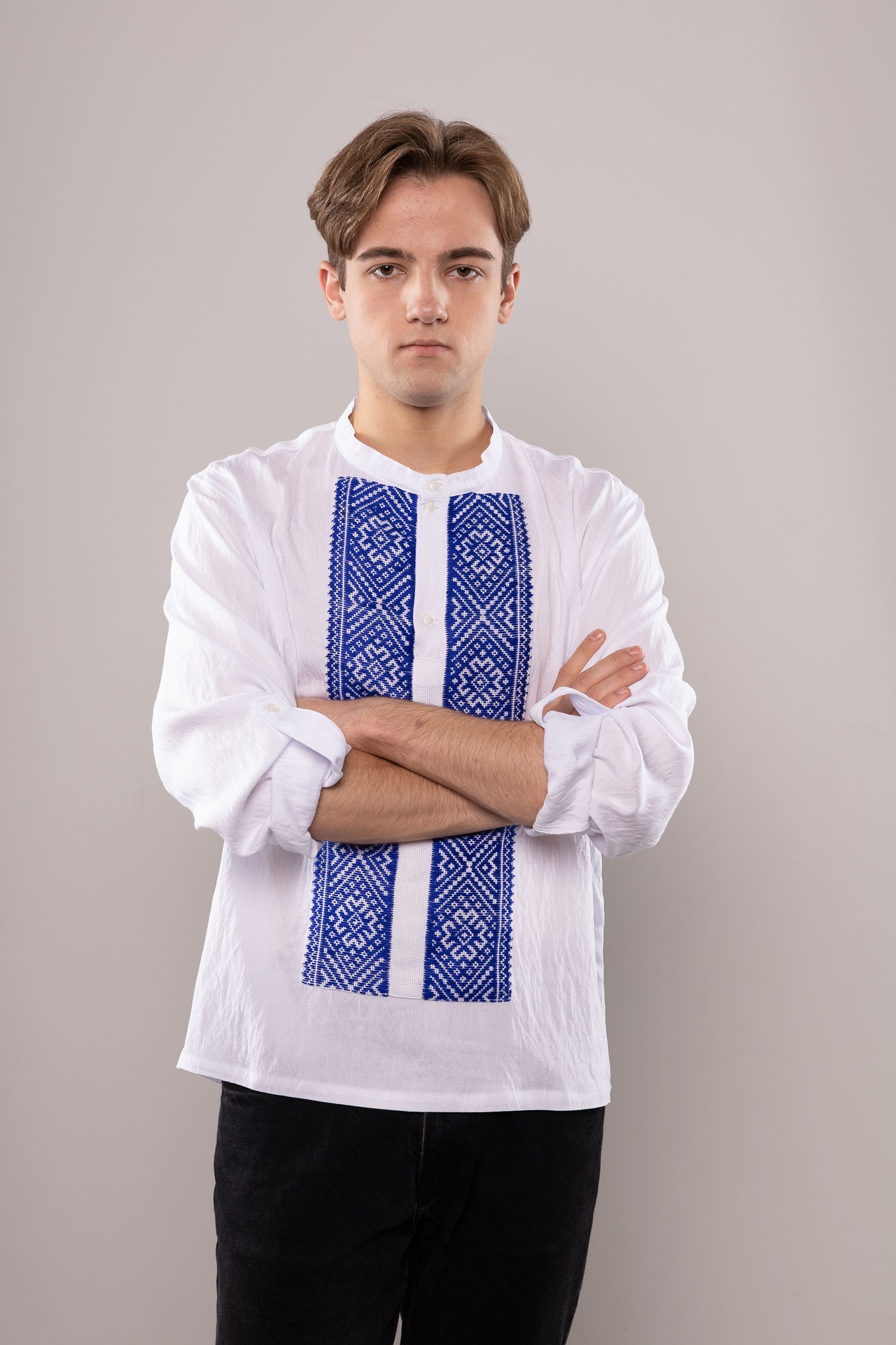 ウクライナ刺繍ヴィシヴァンカ　平行縫い　手刺繍　L-XLサイズ　メンズ - 6