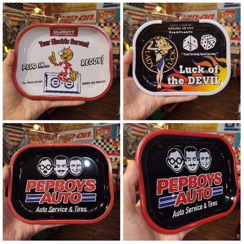 アメキャラ メタルトレイ/レディラック　レディキロワット　ペップボーイズ/アメリカン雑貨　小物入れ　ガレージ