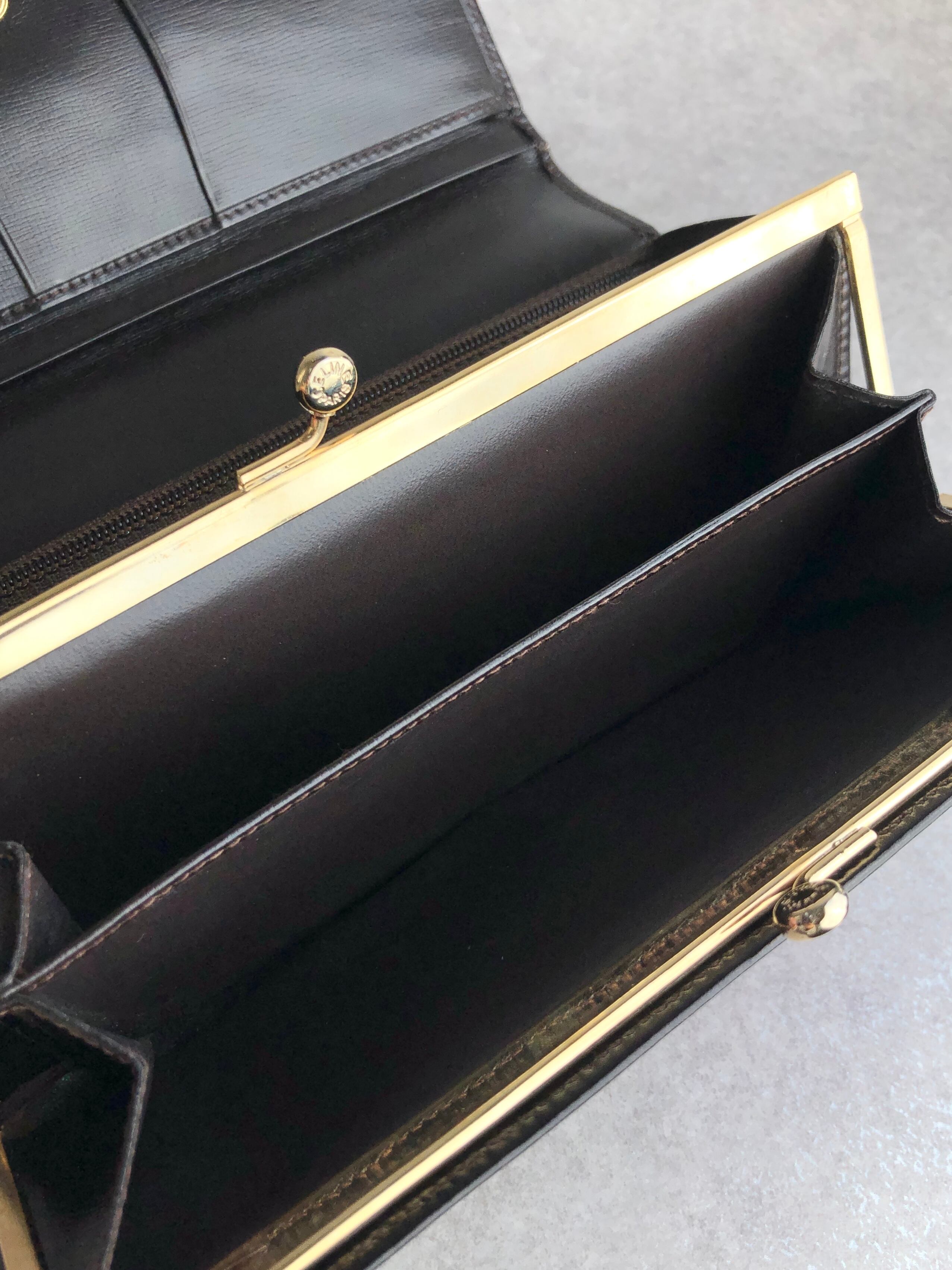 CELINE セリーヌ 財布 ブラック ガンチーニ レザー 長財布 vintage