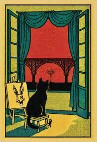 George Bayer "Le Chat and the French Landscape" Original
