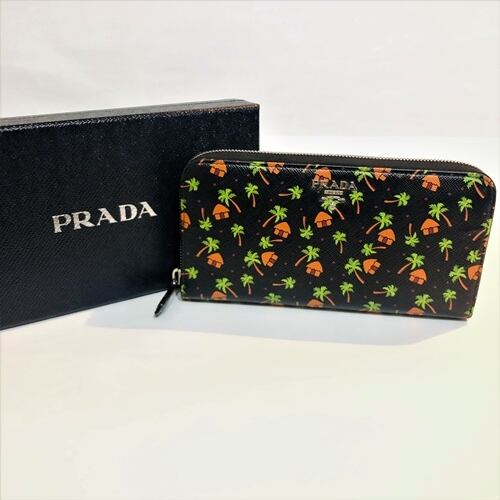 PRADA プラダ 17SS リゾート柄ラウンドファスナー財布 | ブランド古着