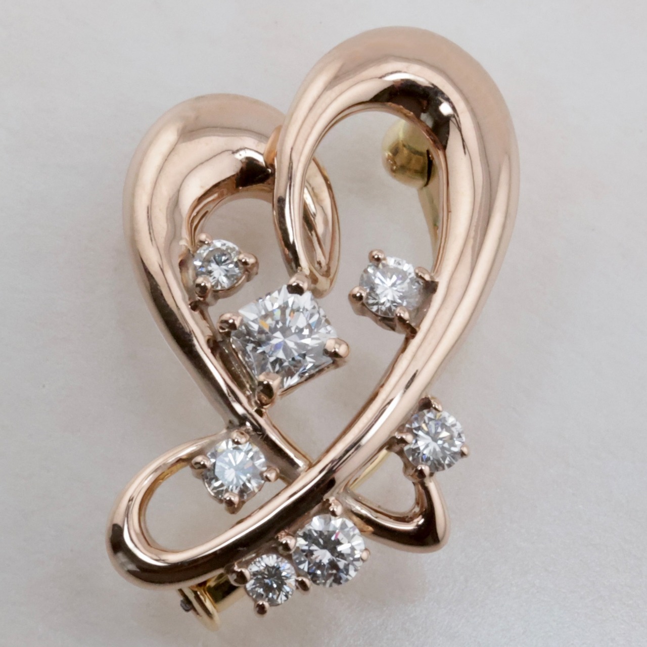 K18 PG トレベール ダイヤモンド 0.23ct 0.28ct ブローチ フランダース 