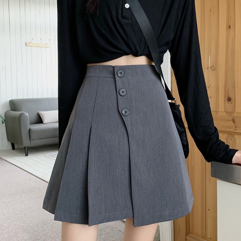 Aラインスカート ショートスプリングオータムハイウェストウェストスリムプリーツ 春物 秋物 スーパーモール88809144472