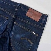 G-STAR RAW ジースター 加工 ストレッチ スキニー デニム パンツ 29 /ボタンフライ/メンズ/革パッチ/濃紺/ネイビー