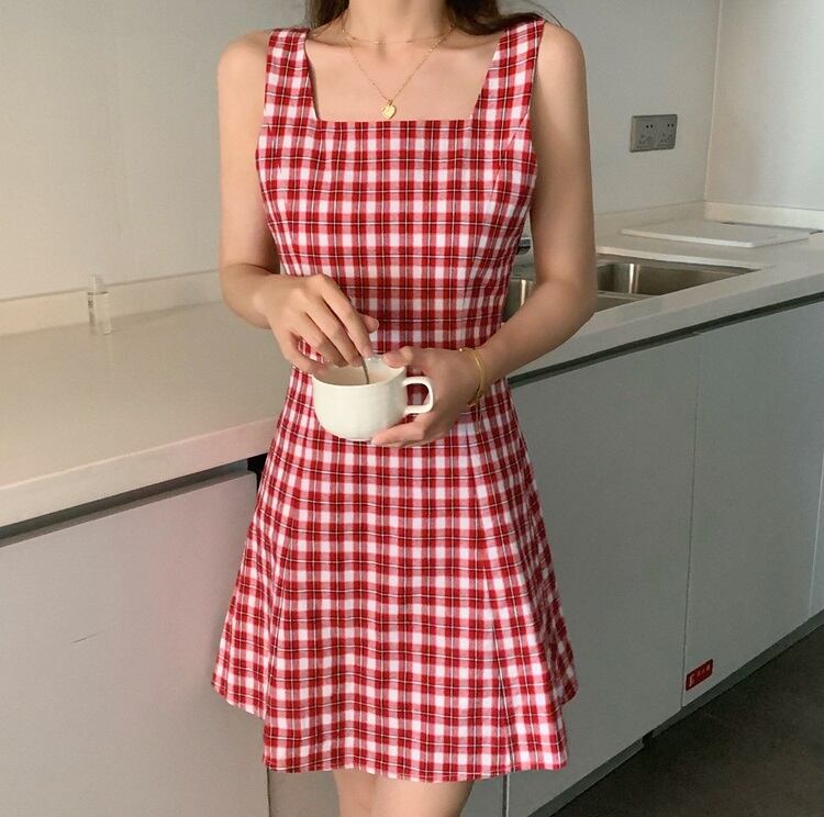 ワンピース レディース ミニ丈 キャミワンピ 袖なし スクエアネック
