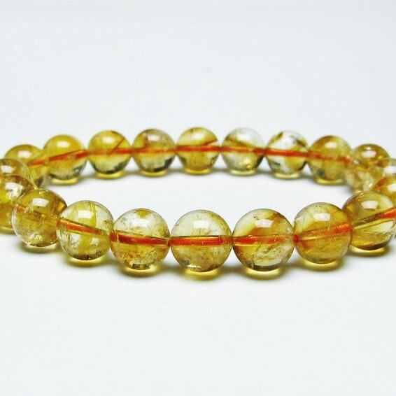 シトリンクォーツ ブレスレット 虹入り 10mm シトリン ブレス 一点物 メール便可 [M便 1/10] 111-46220