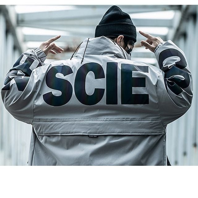 予約販売】ナイロンジャケット アウター ブルゾン バックプリント 反射