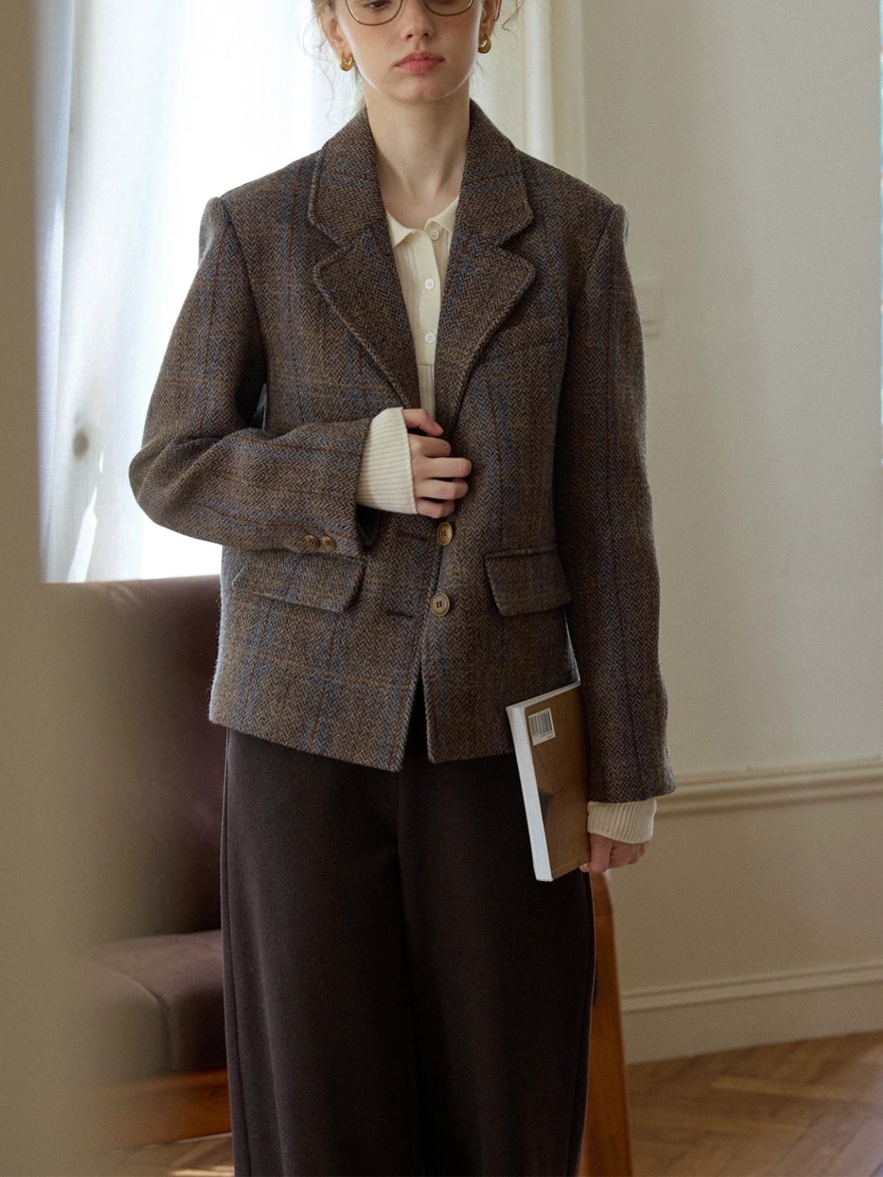 Carreaux Wool Herringbone Tailored Jacket F0856