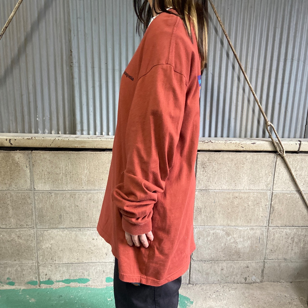 USA製 patagonia パタゴニア 胸ロゴ バックプリント ロングTシャツ 