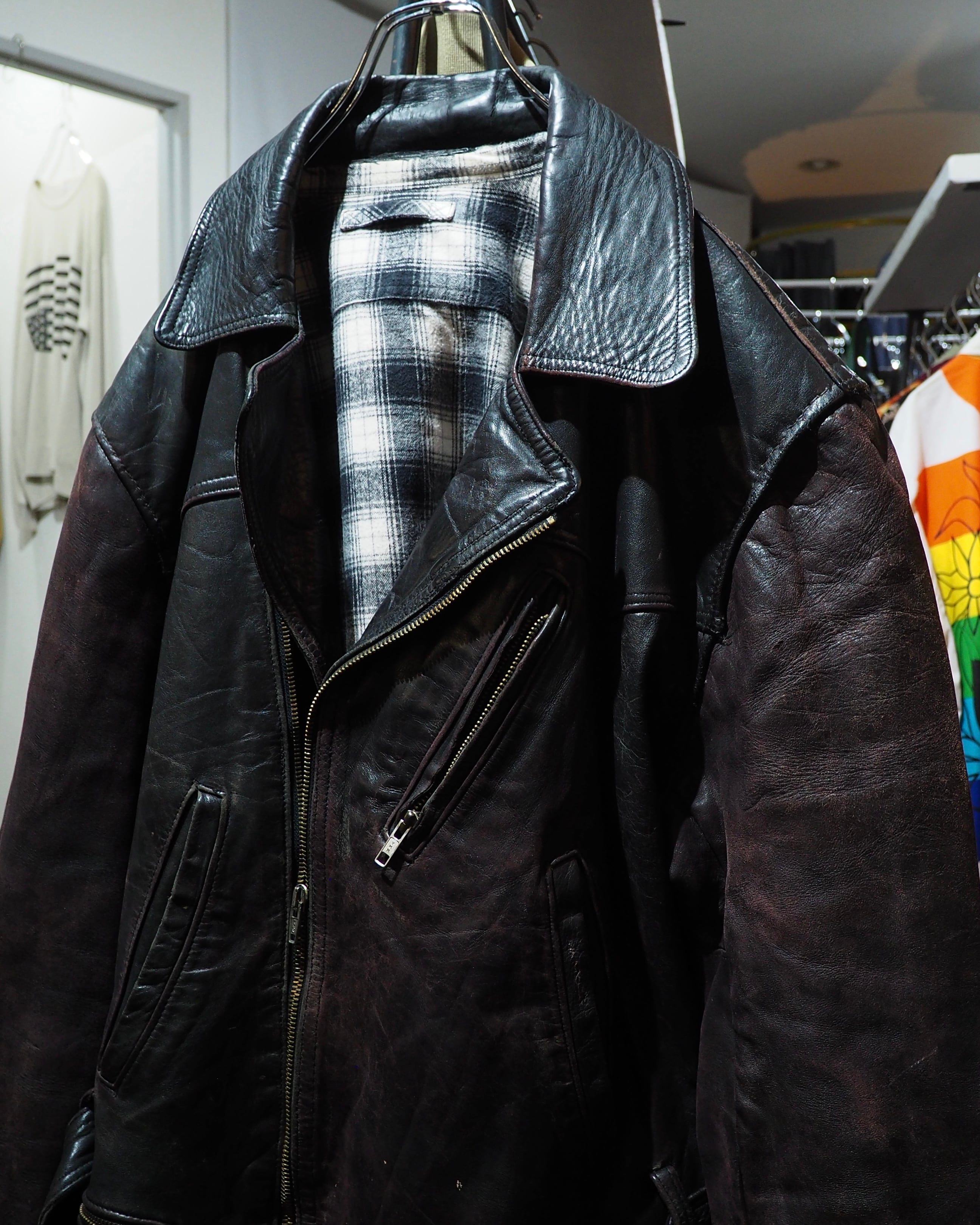 " Unknown - Handmade " Beautiful Aging Special Vintage Leather Jacket