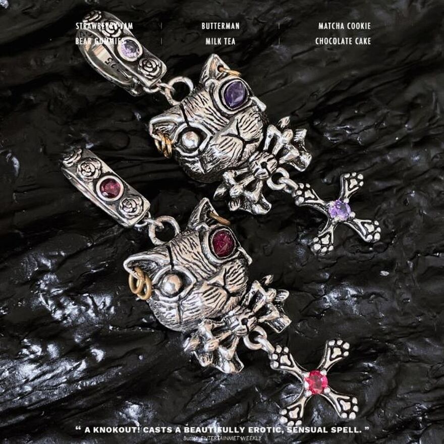 サブカル 服 地雷系 通販 クロスペンダント 悪魔猫 アウター ロングコート PUレザー チャイナ風 オーバーサイズ ビッグシルエットチャイナ服