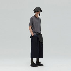DECESOLO 26SS 切替プリーツ サマー ストレート キュロットパンツ