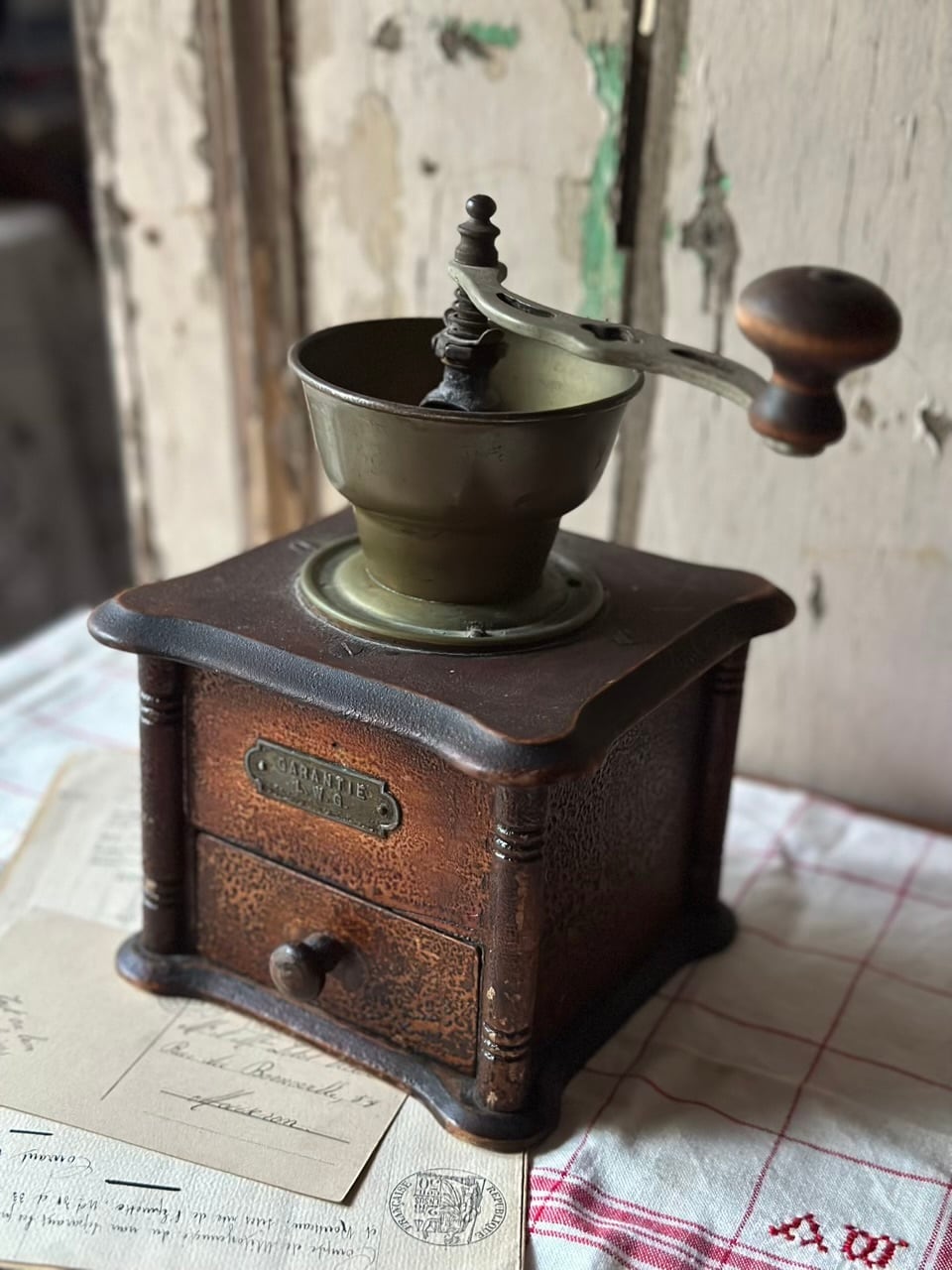 フランス　アンティーク　木製　コーヒー　ミル　グラインダー　JAPY 美品 コーヒーミル GARANTIE L.V.G. | Brocante de La Cocotte （フランス