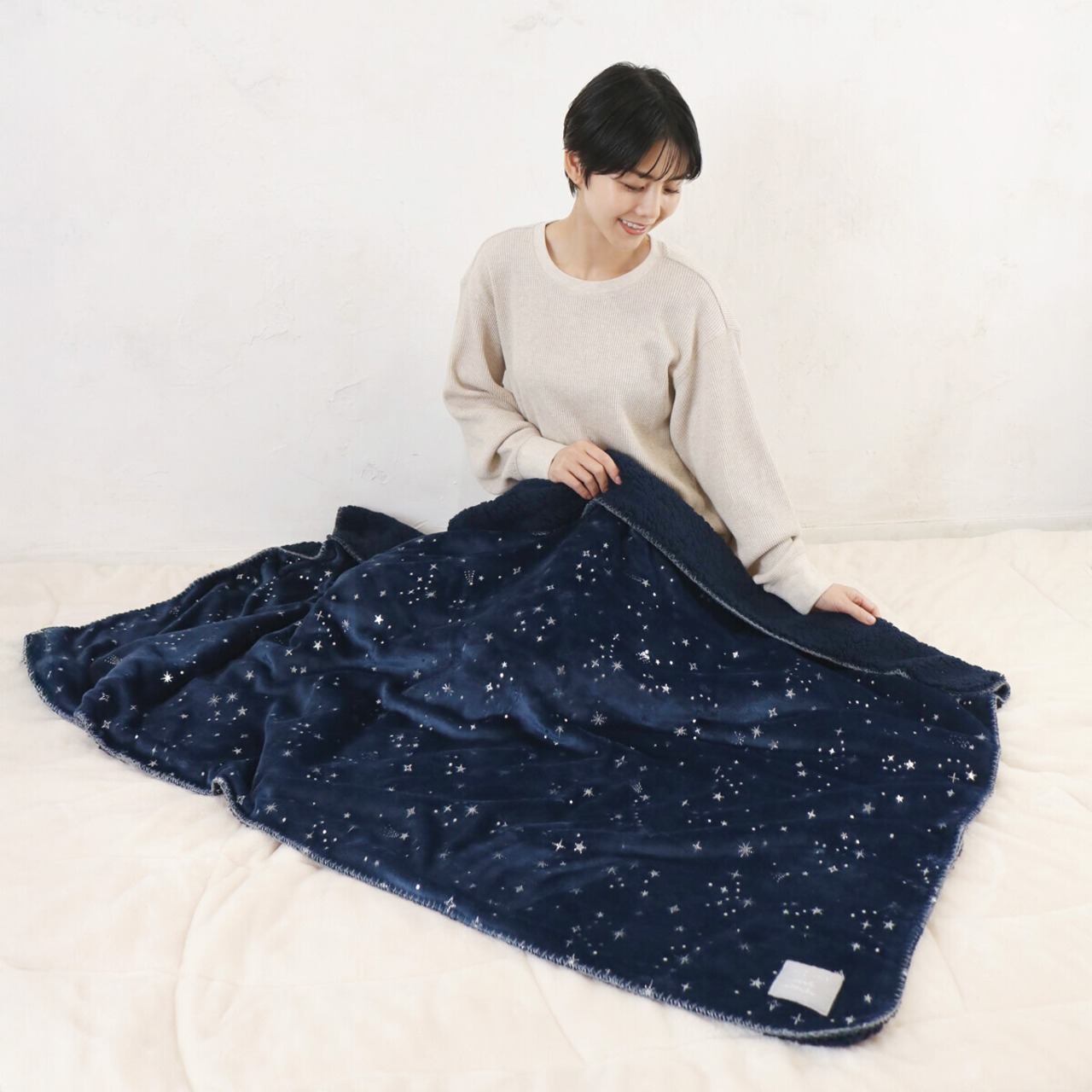 シエルエトワール　マルチブランケット　ネイビー/グレイ/ピンク