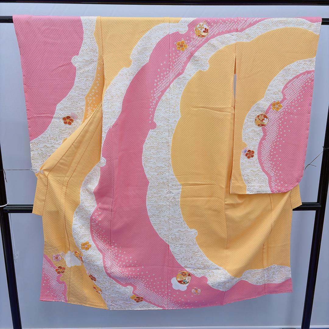 ☆4954☆ 子供着物 七五三 女の子 四つ身 襦袢付き 絞り染め 美品