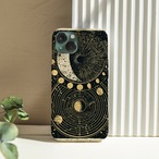 受注生産 iPhoneケース 月相リングの黒背景星図｜星図風 STAR040B