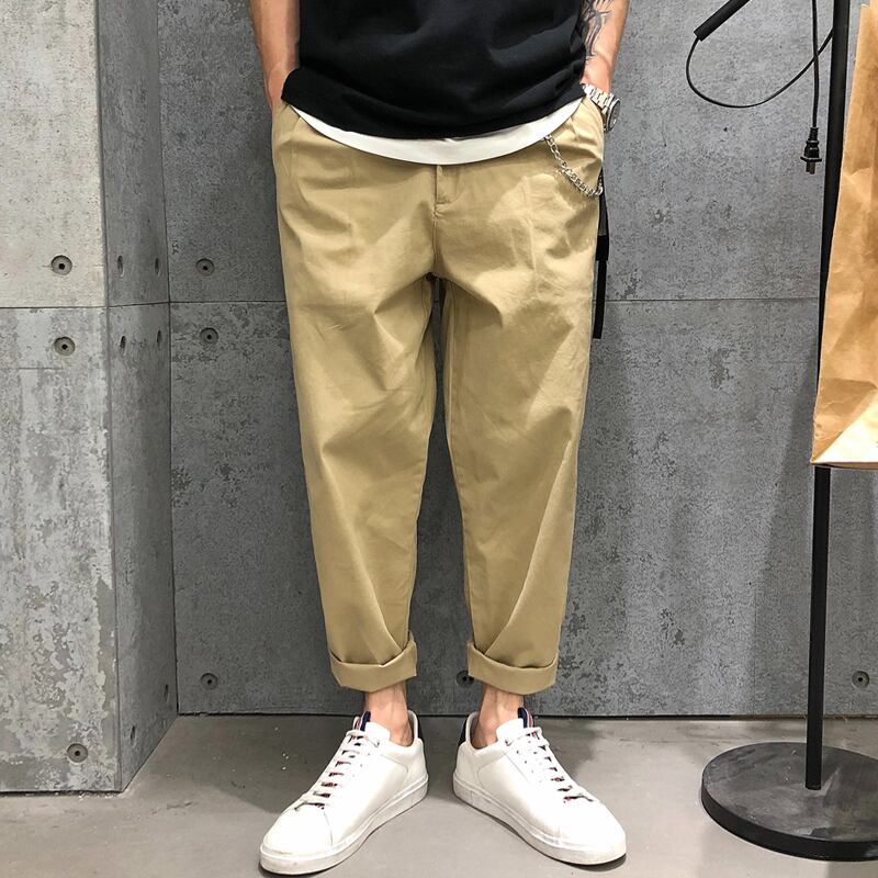 スプリングオータムクロップドパンツ チェーン カラー ペンダント 春物 秋物 ピュア Xu_Tailang69394117926