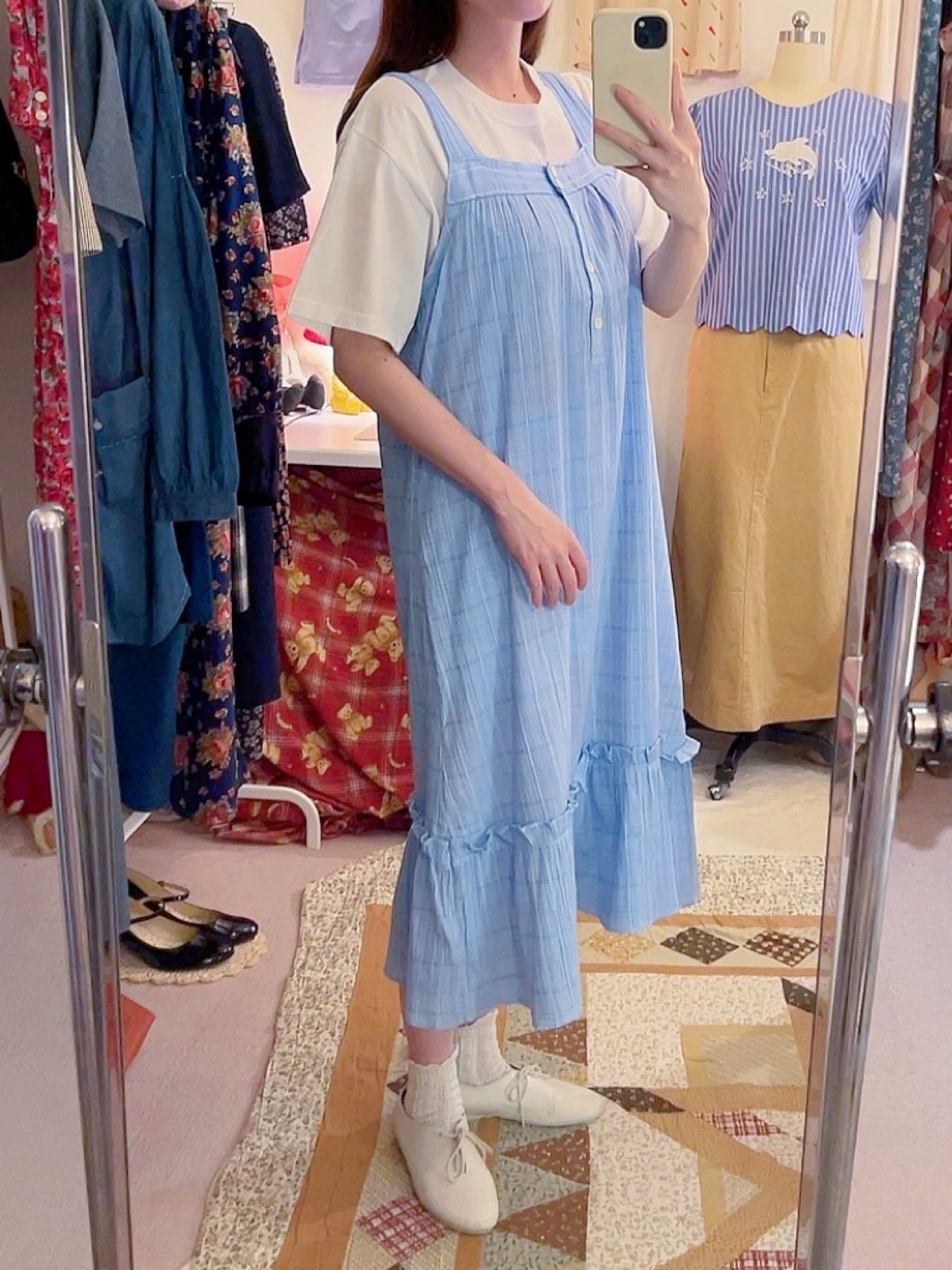 light blue camisole one-piece