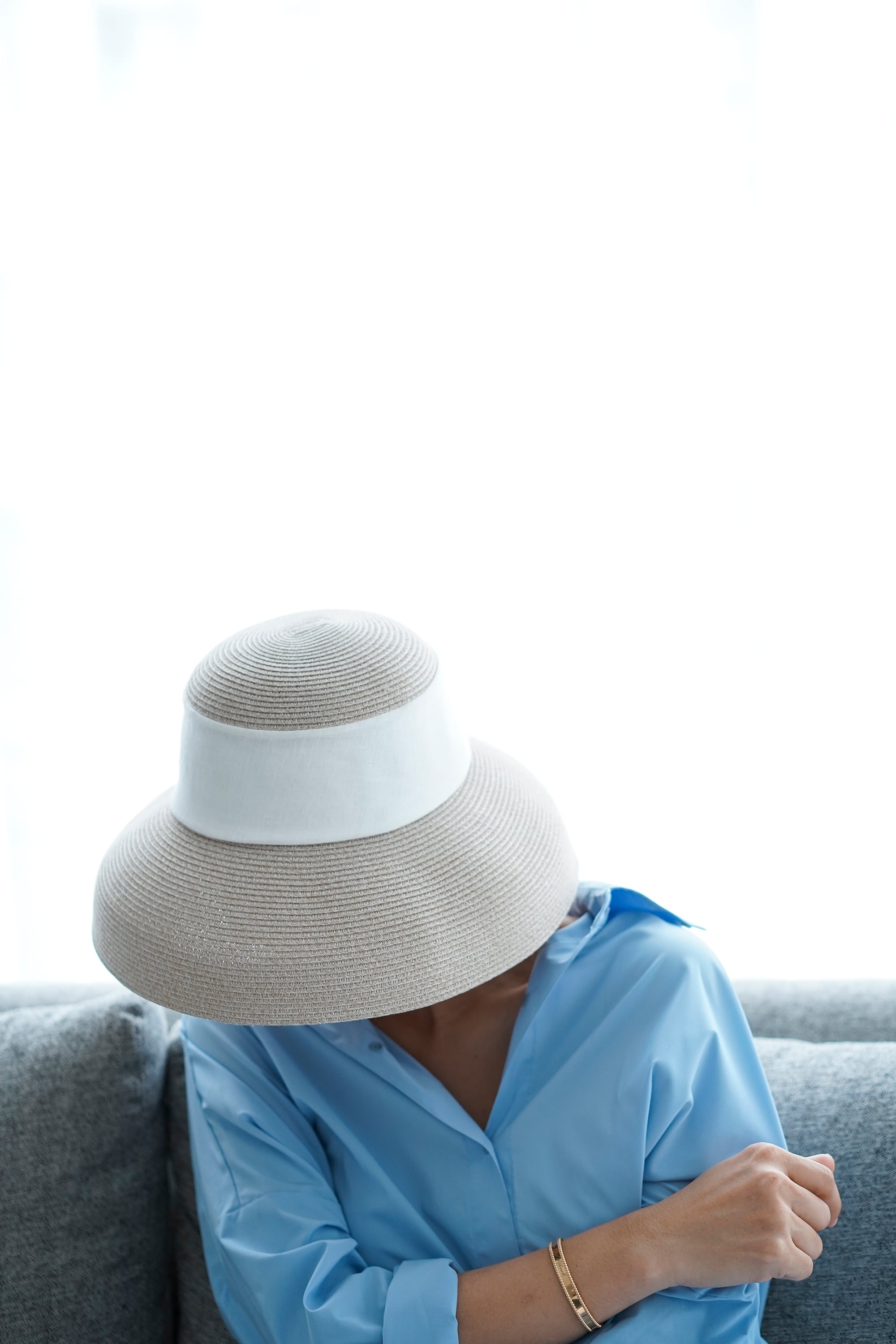 丸めて洗える SUMMER HAT オフホワイト×白 | THE9SHOP