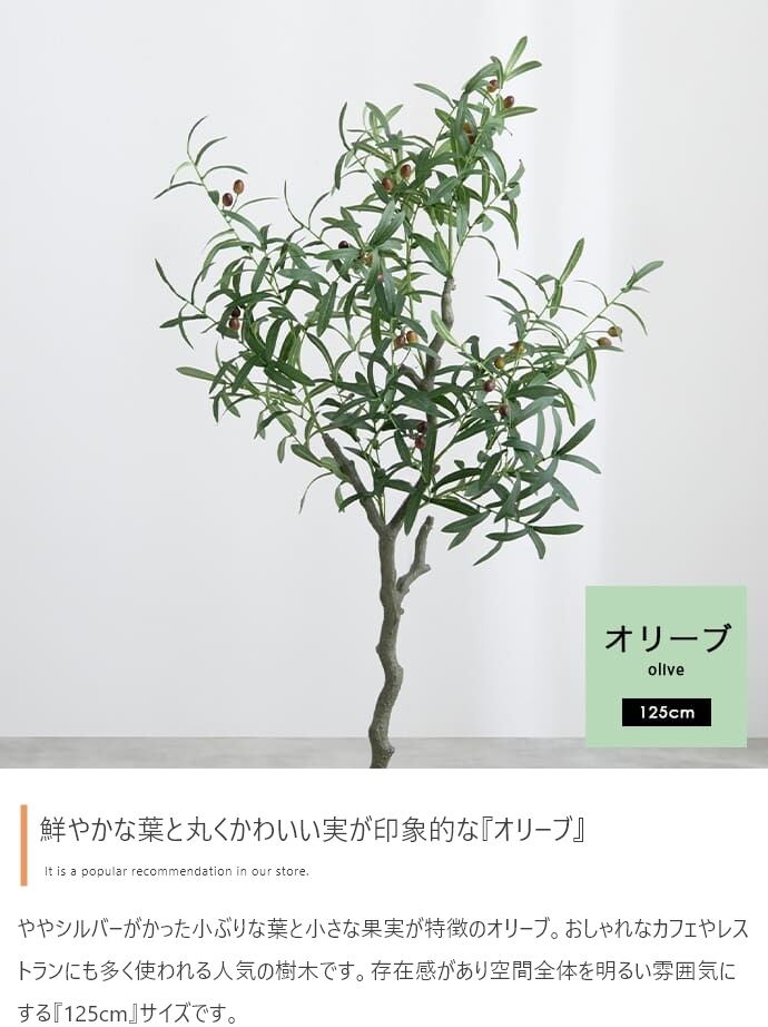 観葉植物 オリーブ フェイクグリーン 光触媒人工観葉植物 高さ125cm