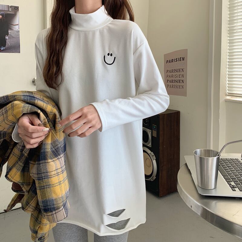 ベルベットシャツ トップス スプリングオータムスタイルTシャツ レディース ロング 春物 秋物 試着室96046079532