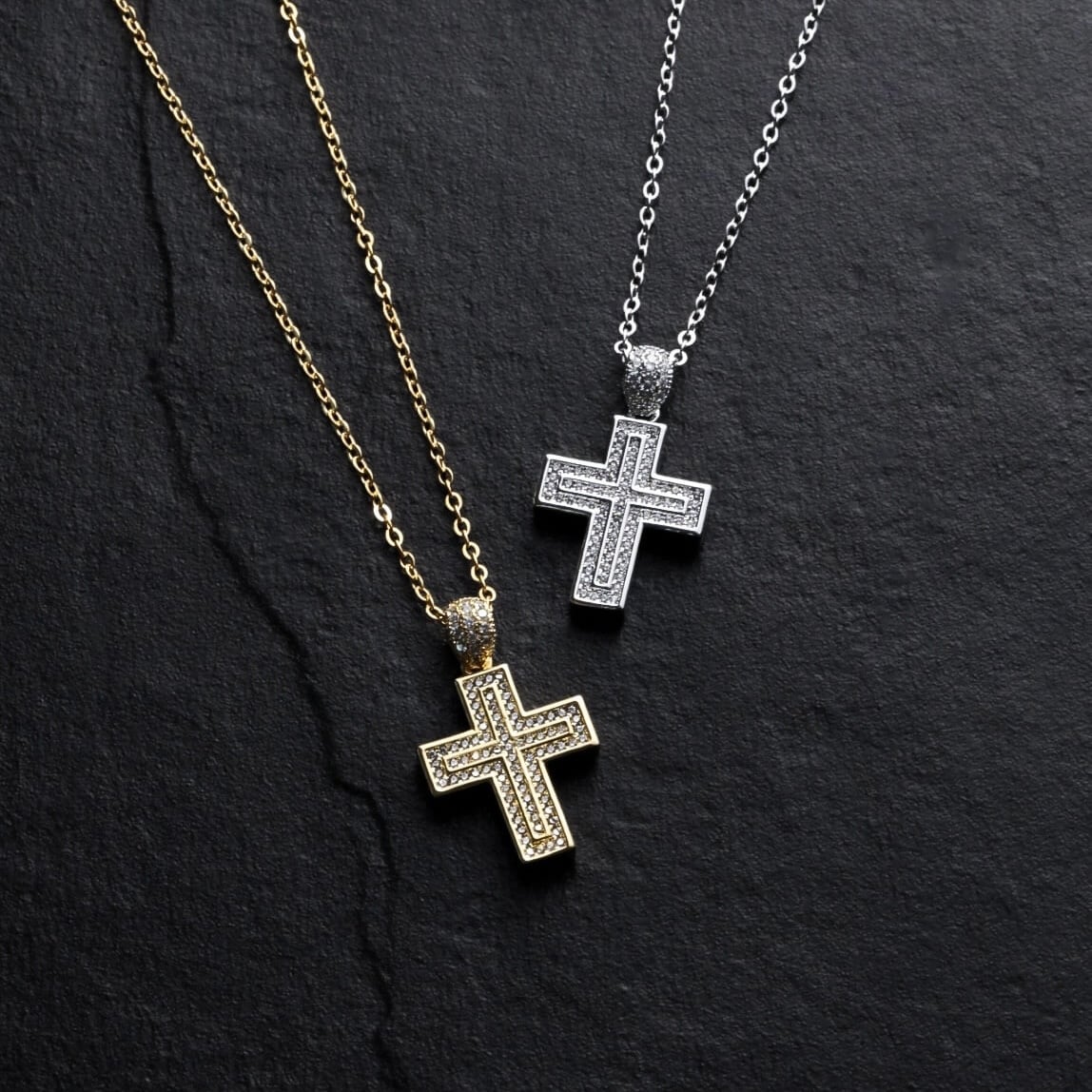 reversible zirconia medium cross necklace VN1-110 | VERIELA
