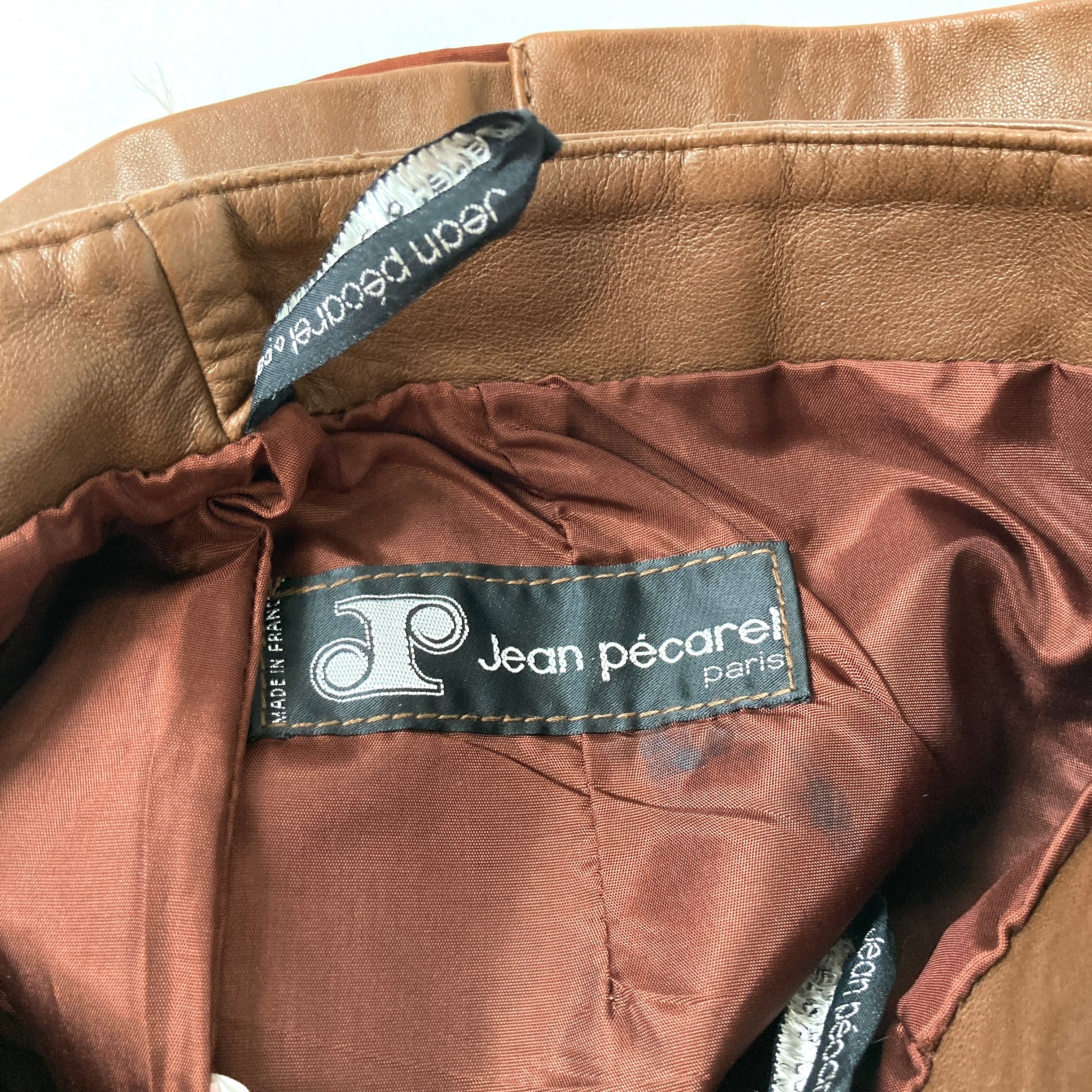 Used】Jean Pecarel Paris ノーカラー レザーセットアップ