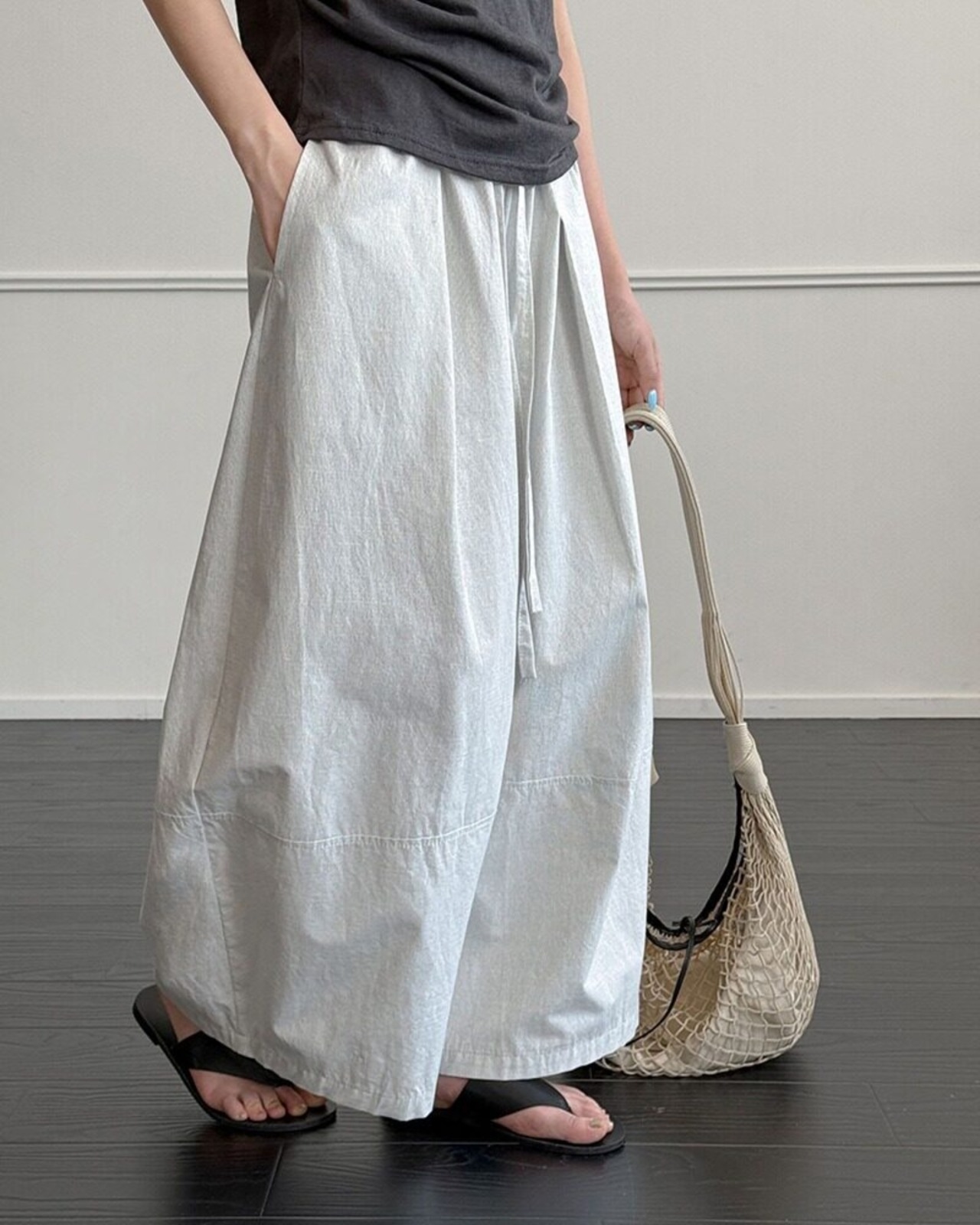 ドローストリングウエストワイドパンツ 2color A1044 - 17