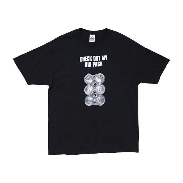 CHECK OUT MY SIX PACK BEER CANS T-SHIRT SIZE XL (USED)