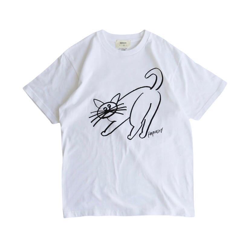 【HARVESTY】 PRINTED T-Shirt (CAT) ハーベスティ プリントTシャツ