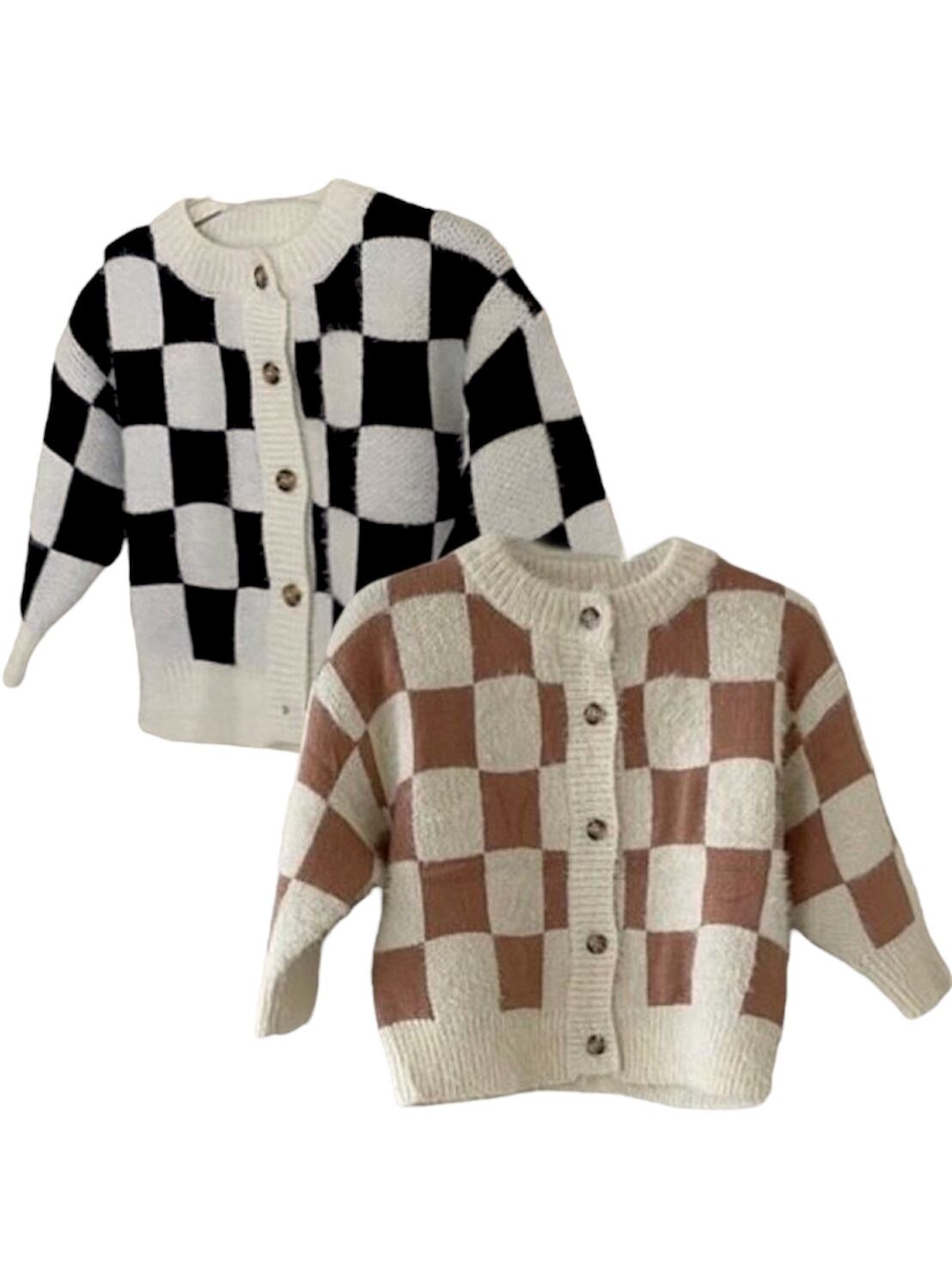 checker pattern cardigan