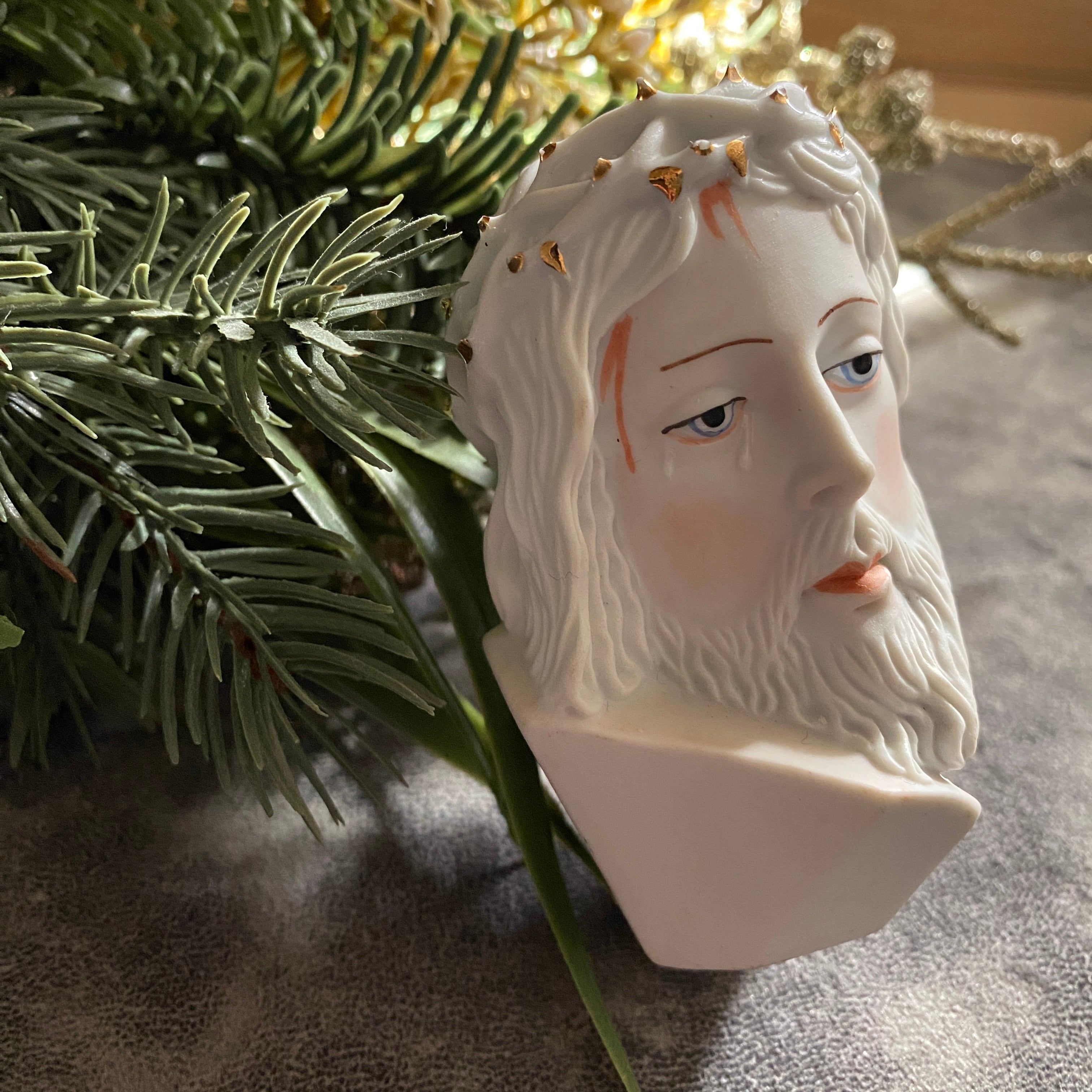 希少《Porcelanas JOPAF》金彩の茨冠✴︎キリストの御顔像 | Antique