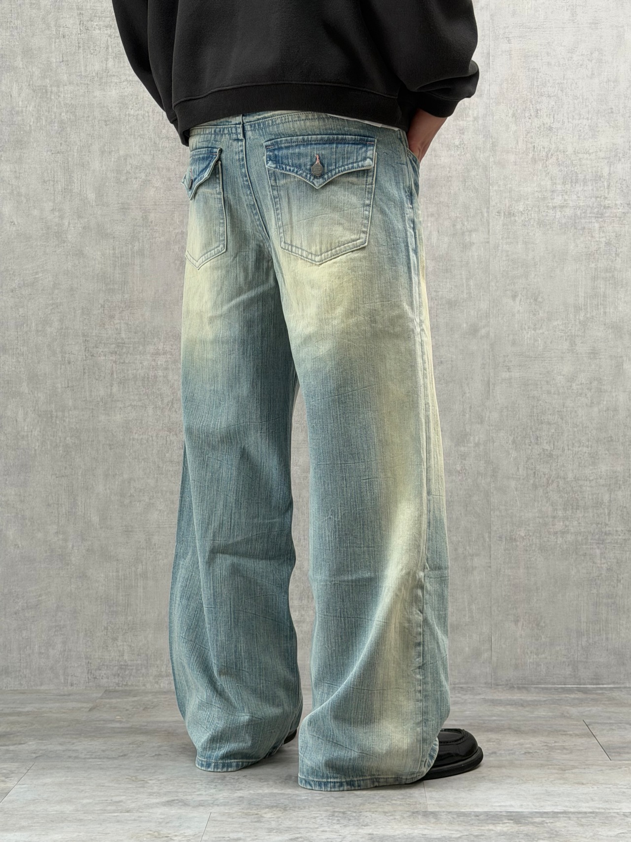 Yellow Blue Semi Wide Denim