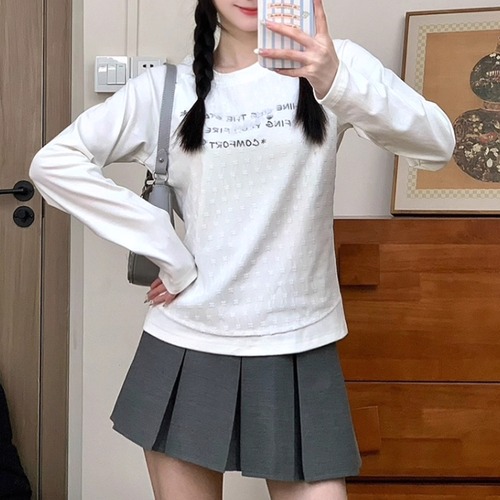 ラウンドカラーレタリングトップス ・71916