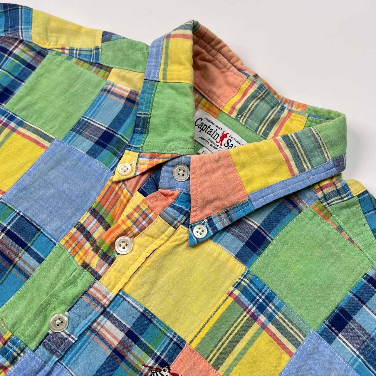 CAPTAIN SANTA キャプテンサンタ パッチワーク チェック柄 BD プルオーバー 半袖シャツ サイズ L /マルチ