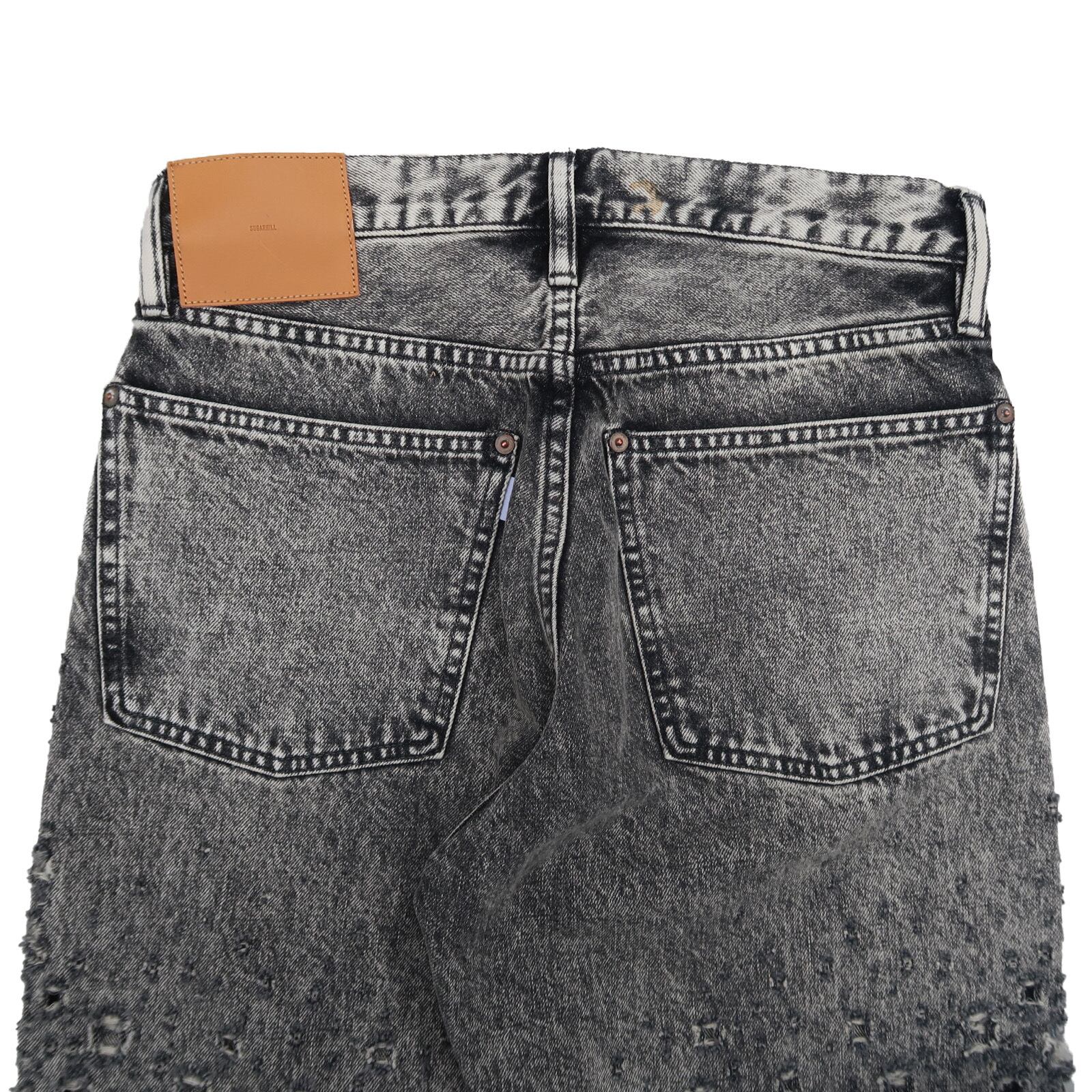 SUGARHILL 24SS CRASHED BLACK MODERN DENIM REGULAR TROUSERS  