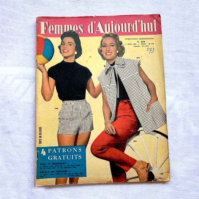 フランス古本　ヴィンテージ雑誌　婦人雑誌　ファッション・趣味　1950年代　JUIN 1956　12pscn29-2