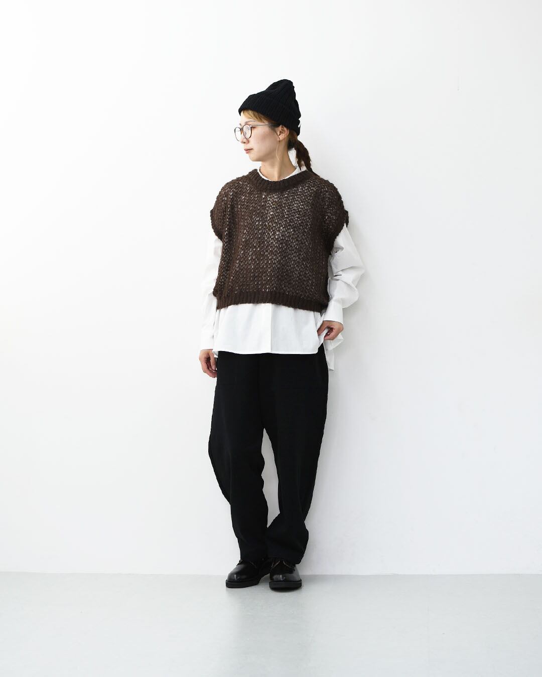 mizuiro ind [ミズイロ インド] hairly cocoon wide vest [3-220085