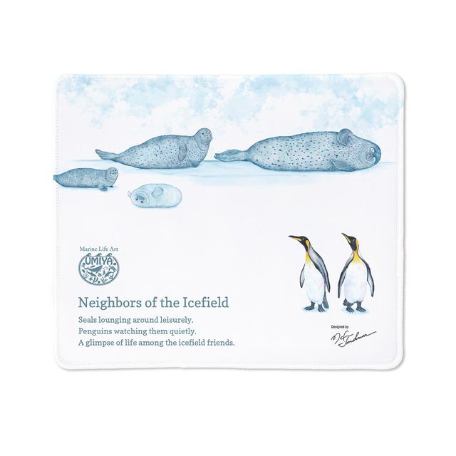 【デスクマット・ゲーミングマウスパッド（350×600mm）】氷原の隣人（アザラシとペンギン）