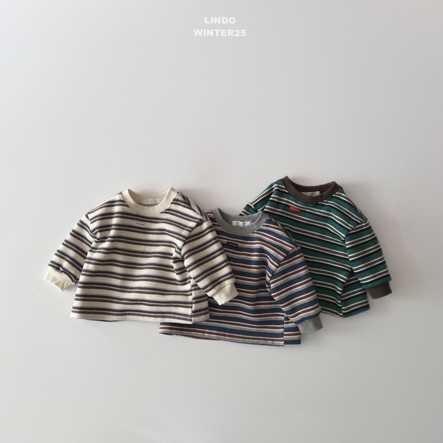 【取寄】lindo｜multi stripe T｜マルチストライプT｜XS-XL｜kids｜25 winter