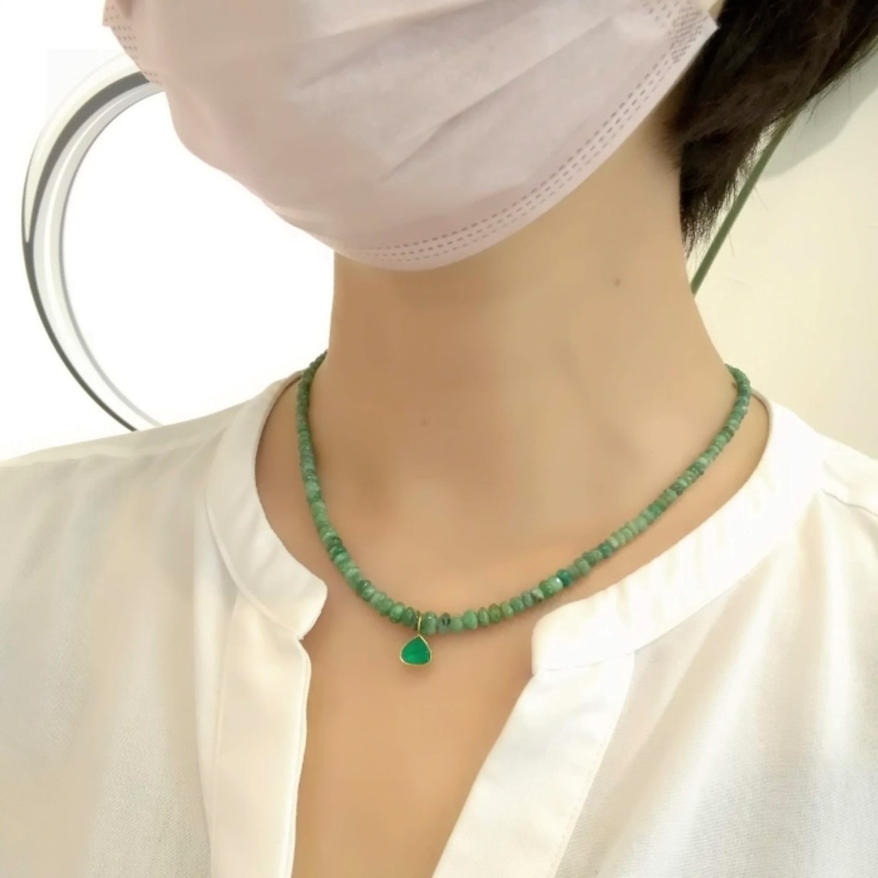 K18イエローゴールドエメラルドネックレス （超大粒 195.899ct  