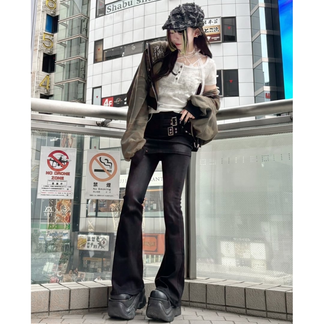 Wベルトレイヤードフレアパンツ | VOLCAN&APHRODITE