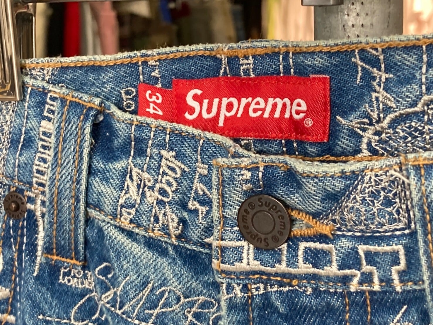 Supreme GONZ MAP DENIM PAINTER PANT WASHED BLUE 34 160KK1341