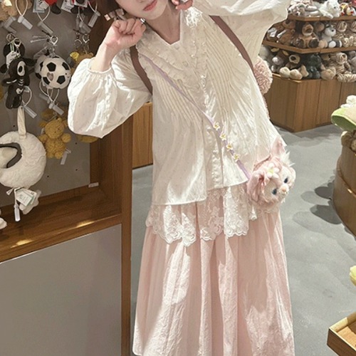 ビブヨークドット柄ブラウス ・8482