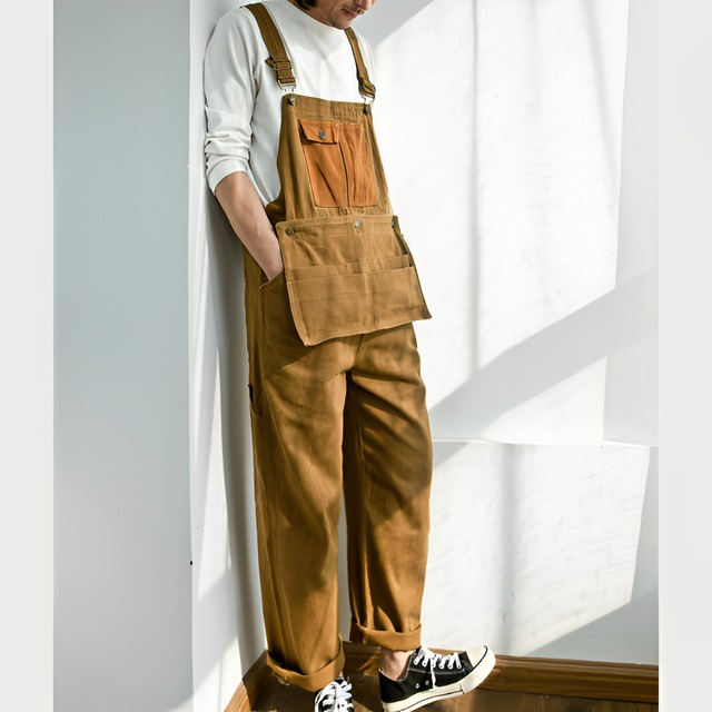 Straight Loose American Casual Overalls [621]