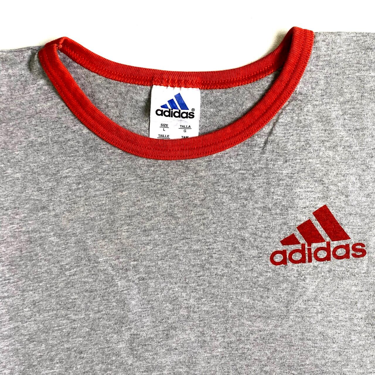 Usa製 Adidas アディダス ロゴ ワンポイント リンガーtシャツ レディースl 古着 グレー 灰色 Tシャツ Sa24 Ts26 Ss27 Cave 古着屋 公式 古着通販サイト