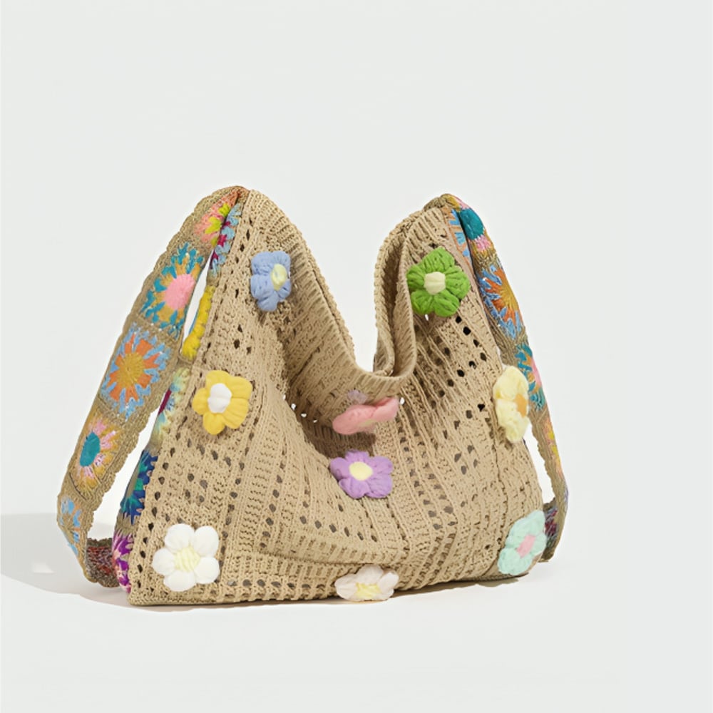 ハンドクラフトサマーフラワーニットバッグ | 韓国/ワンホン