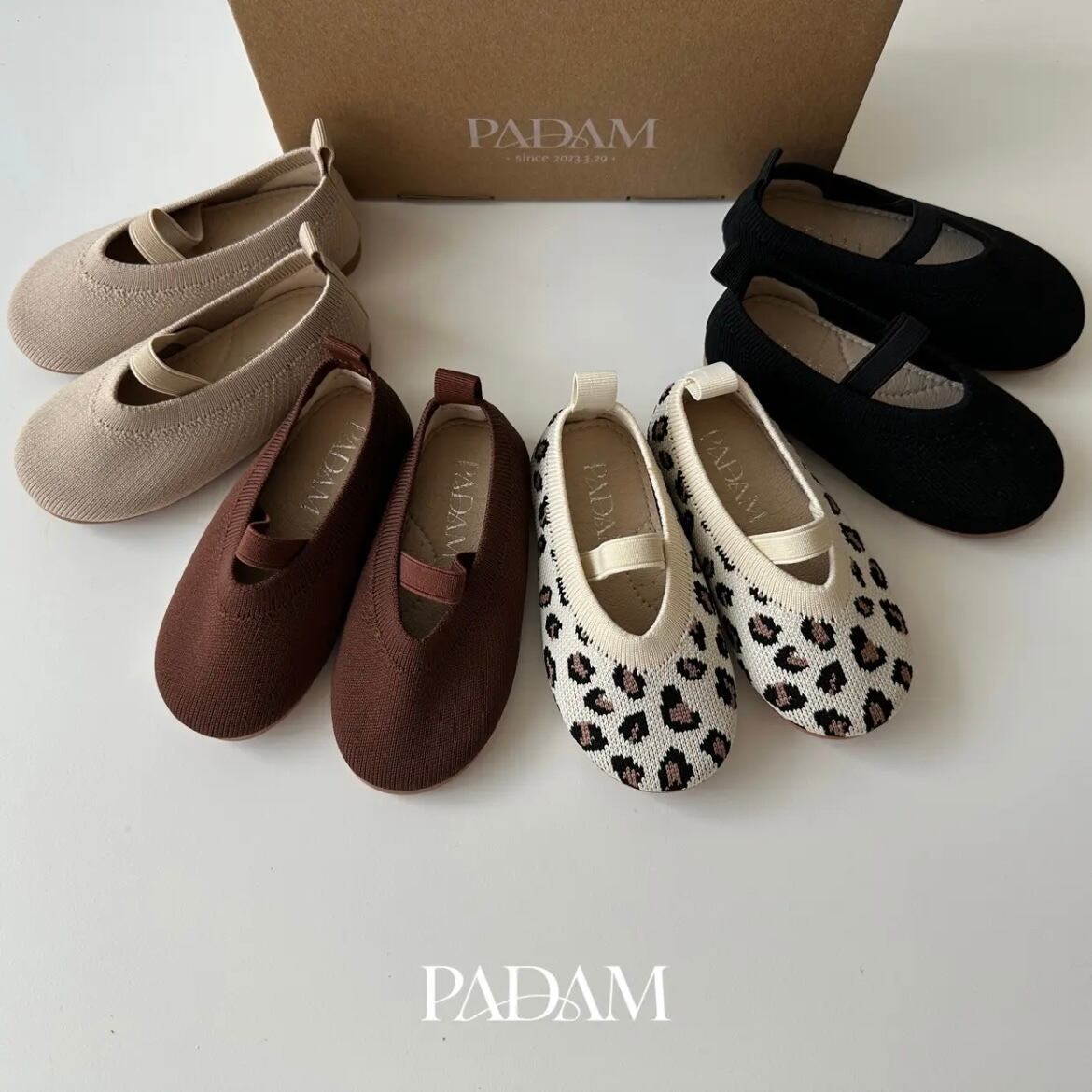 【即納】PADAM(14cm) latte flat shoes