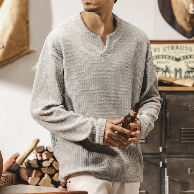 ヘンリーネック プルオーバー ニット 00584