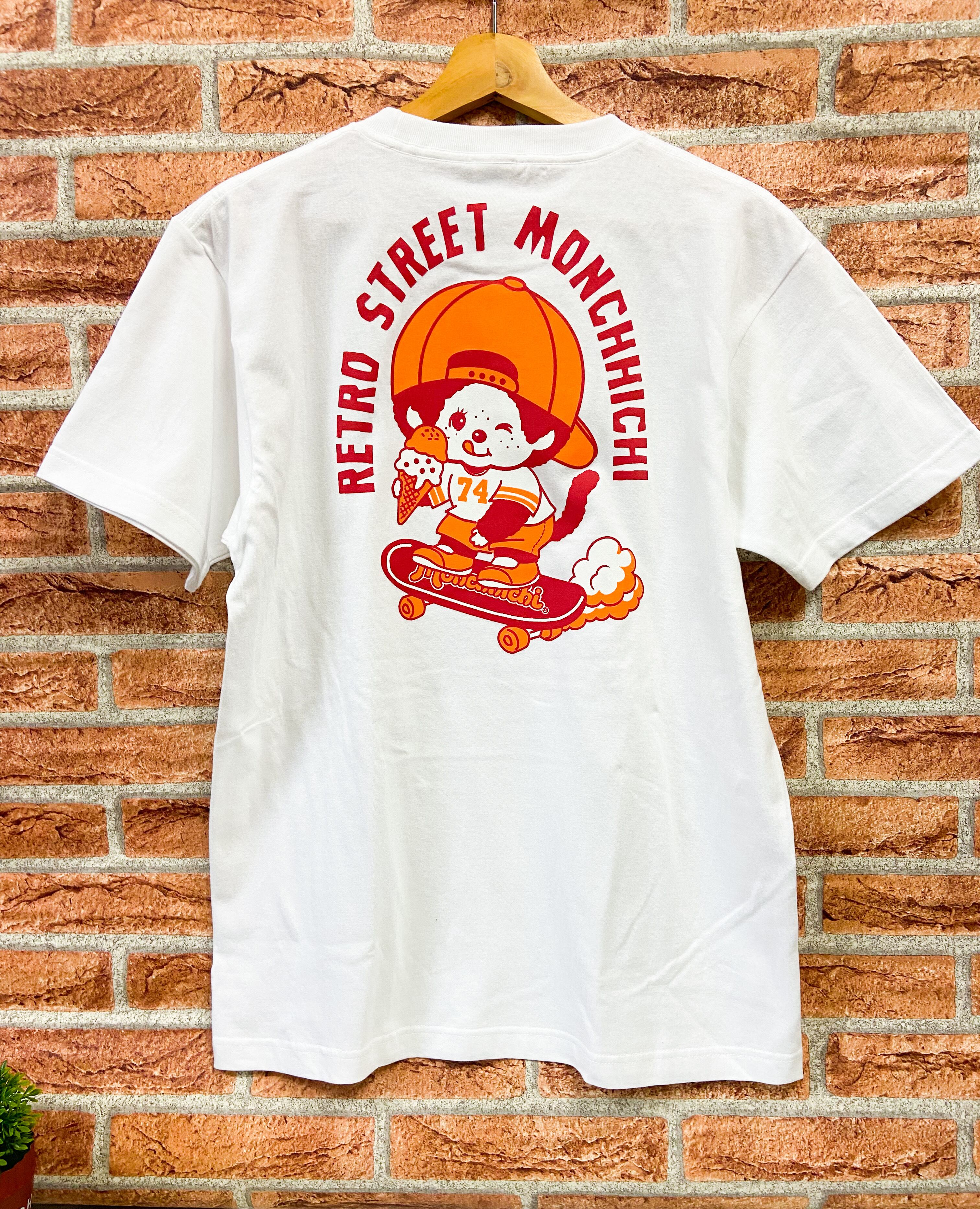 レトロストリート モンチッチ Tシャツ スケボー ホワイト | burly